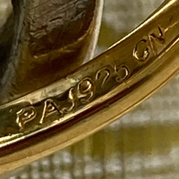 PA vermeil blue chalcedony ring with CZ gems - Picture 3 of 9